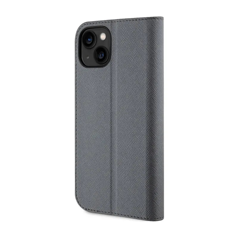 Karl Lagerfeld Knygos tipo NFT Saffiano Karl & Choupette – dėklas, skirtas iPhone 14 (Sidabrinis)