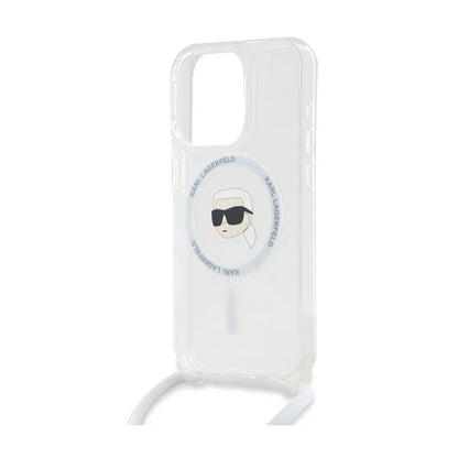 Karl Lagerfeld krepšys per petį IML Karl Head MagSafe – „iPhone 15 Pro Max“ dėklas (permatomas)