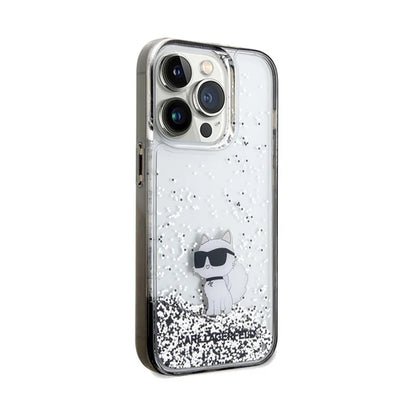 Karl Lagerfeld Liquid Glitter Choupette – dėklas, skirtas iPhone 14 Pro (skaidrus)