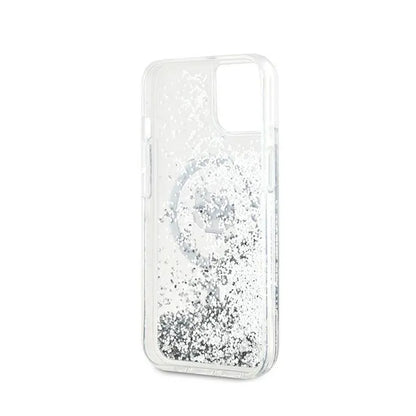 Karl Lagerfeld Liquid Glitter Choupette Head MagSafe – dėklas, skirtas iPhone 15 / 14 / 13 (permatomas)