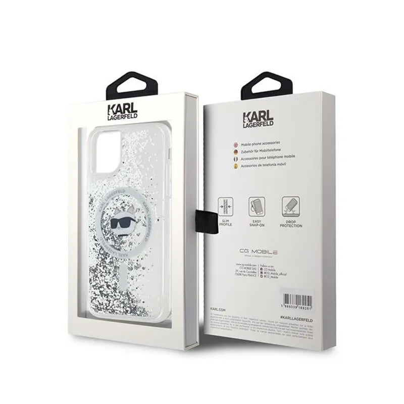 Karl Lagerfeld Liquid Glitter Choupette Head MagSafe – iPhone 11 dėklas (skaidrus)