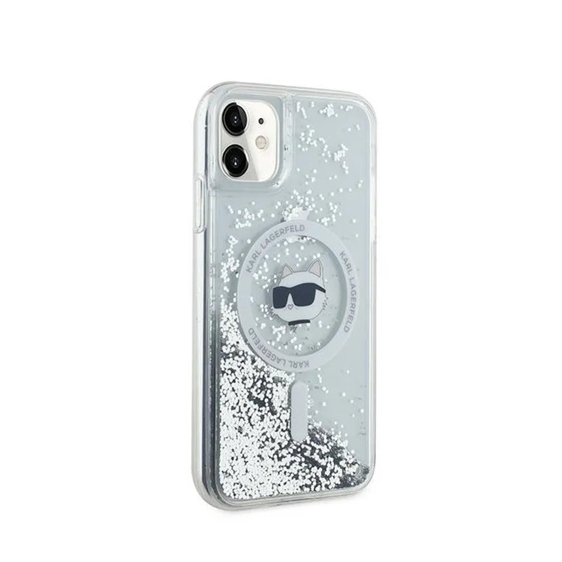Karl Lagerfeld Liquid Glitter Choupette Head MagSafe – iPhone 11 dėklas (skaidrus)