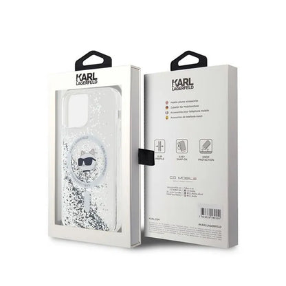 Karl Lagerfeld Liquid Glitter Choupette Head MagSafe - iPhone 12 / iPhone 12 Pro dėklas (skaidrus)