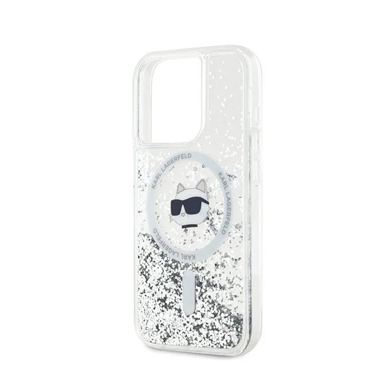 Karl Lagerfeld Liquid Glitter Choupette Head MagSafe - iPhone 13 Pro dėklas (skaidrus)