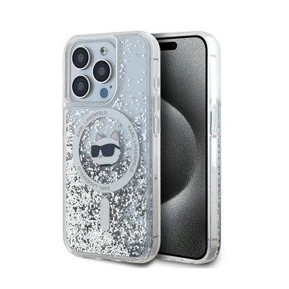Karl Lagerfeld Liquid Glitter Choupette Head MagSafe – iPhone 13 Pro Max dėklas (skaidrus)