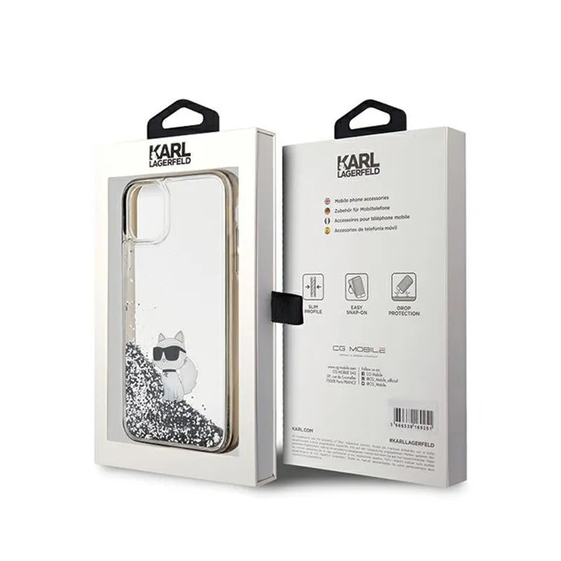 Karl Lagerfeld Liquid Glitter Choupette – iPhone 11 dėklas (skaidrus)
