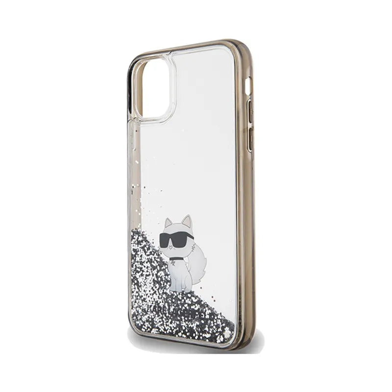 Karl Lagerfeld Liquid Glitter Choupette – iPhone 11 dėklas (skaidrus)