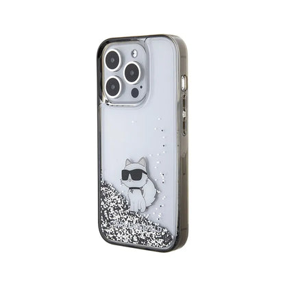 Karl Lagerfeld Liquid Glitter Choupette - „iPhone 15 Pro Max“ dėklas (skaidrus)
