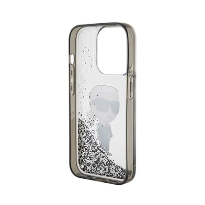 Karl Lagerfeld Liquid Glitter Ikonik - iPhone 15 Pro dėklas (skaidrus)