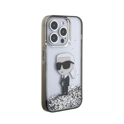 Karl Lagerfeld Liquid Glitter Ikonik - iPhone 15 Pro dėklas (skaidrus)