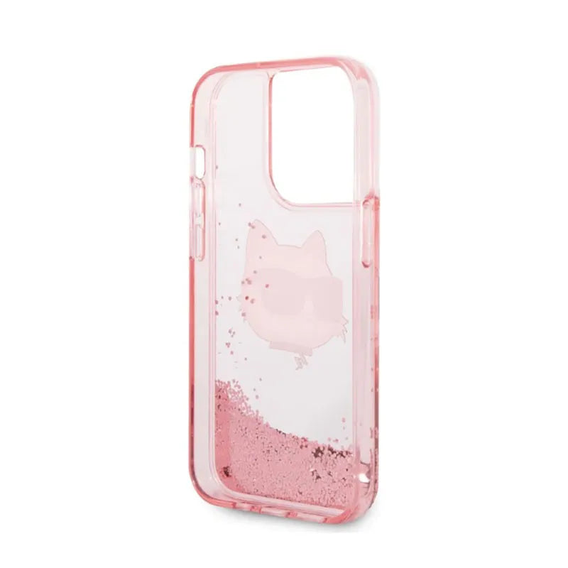 Karl Lagerfeld Liquid Glitter NFT Choupette Head – dėklas skirtas iPhone 14 Pro Max (rožinis)