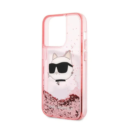 Karl Lagerfeld Liquid Glitter NFT Choupette Head – dėklas skirtas iPhone 14 Pro Max (rožinis)