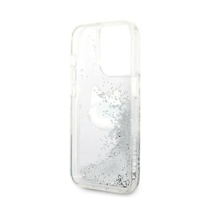 Karl Lagerfeld Liquid Glitter NFT Choupette Head – dėklas, skirtas iPhone 14 Pro Max (sidabrinis)