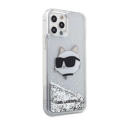 Karl Lagerfeld Liquid Glitter NFT Choupette Head - "iPhone 12" / "iPhone 12 Pro" dėklas (sidabrinis)