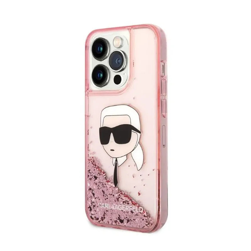 Karl Lagerfeld Liquid Glitter NFT Karl's Head – dėklas iPhone 14 Pro Max (rožinis)