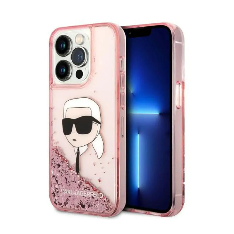 Karl Lagerfeld Liquid Glitter NFT Karl's Head – dėklas iPhone 14 Pro Max (rožinis)