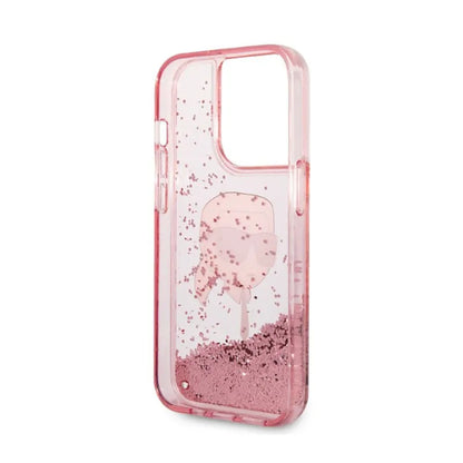 Karl Lagerfeld Liquid Glitter NFT Karl's Head – dėklas iPhone 14 Pro Max (rožinis)