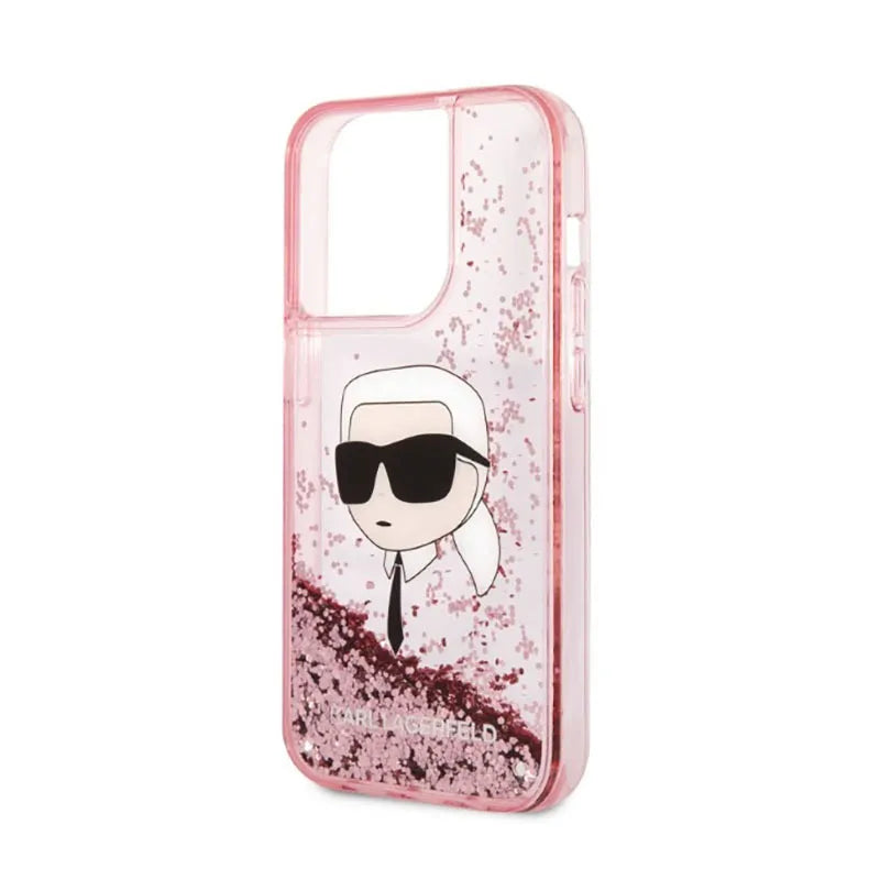 Karl Lagerfeld Liquid Glitter NFT Karl's Head – dėklas iPhone 14 Pro Max (rožinis)