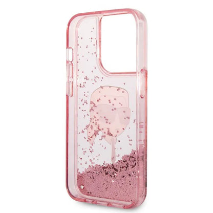 Karl Lagerfeld Liquid Glitter NFT Karl's Head – dėklas iPhone 14 Pro Max (rožinis)