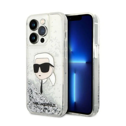 Karl Lagerfeld Liquid Glitter NFT Karl's Head – dėklas, skirtas iPhone 14 Pro Max (sidabrinis)