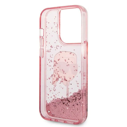 Karl Lagerfeld Liquid Glitter NFT Karl's Head – Dėklas, skirtas „iPhone 14 Pro“ (rožinis)