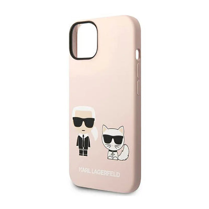 Karl Lagerfeld Liquid Silicone Karl & Choupette MagSafe – dėklas, skirtas iPhone 14 Plus (rožinės spalvos)