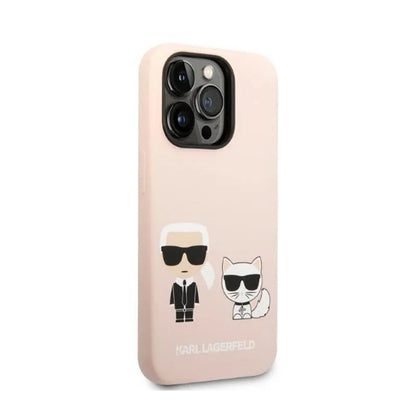 Karl Lagerfeld Liquid Silicone Karl & Choupette MagSafe – dėklas skirtas iPhone 14 Pro (rožinis)