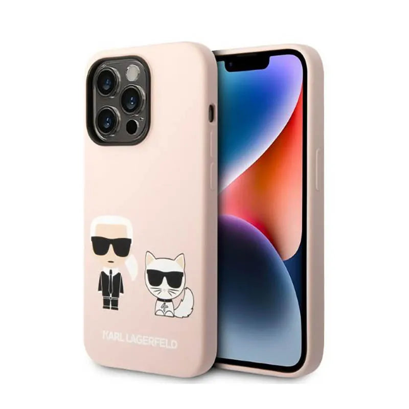 Karl Lagerfeld Liquid Silicone Karl & Choupette MagSafe – dėklas skirtas iPhone 14 Pro (rožinis)