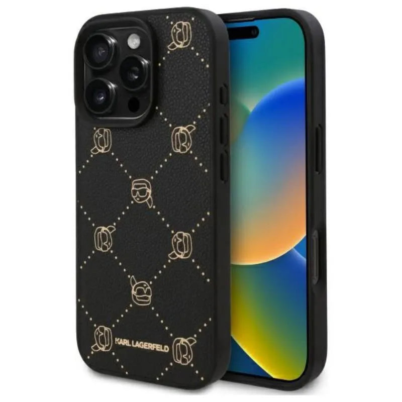 Karl Lagerfeld MagSafe Karlo galva – dėklas, skirtas iPhone 16 Pro Max (juodas)
