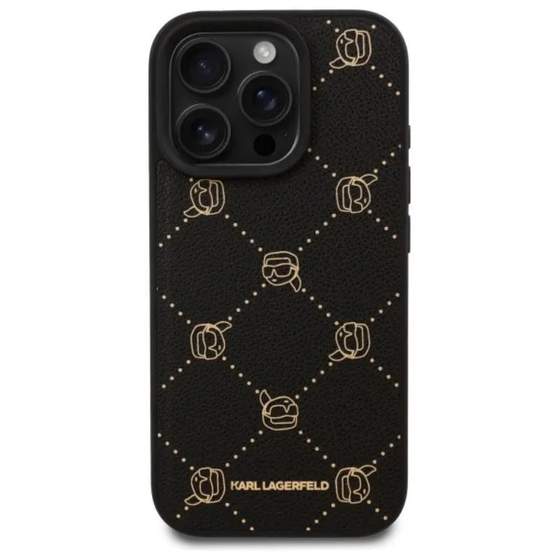 Karl Lagerfeld MagSafe Karlo galva – dėklas, skirtas iPhone 16 Pro Max (juodas)