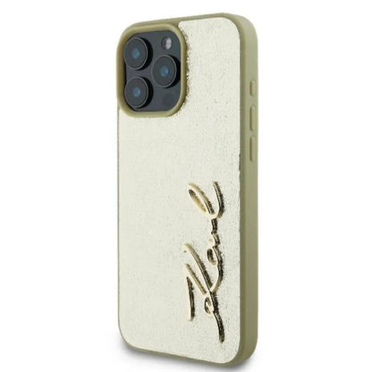 Karl Lagerfeld Metal Signature – Dėklas iPhone 16 Pro (auksinis)