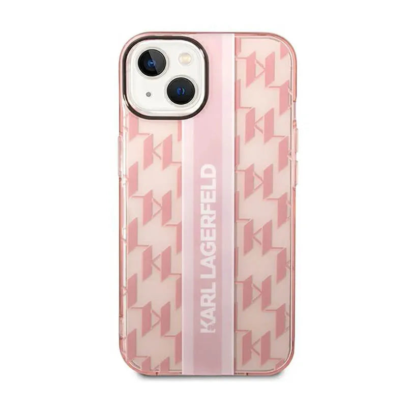 Karl Lagerfeld Mono Vertical Stripe - dėklas iPhone 14 Plus (rožinis)