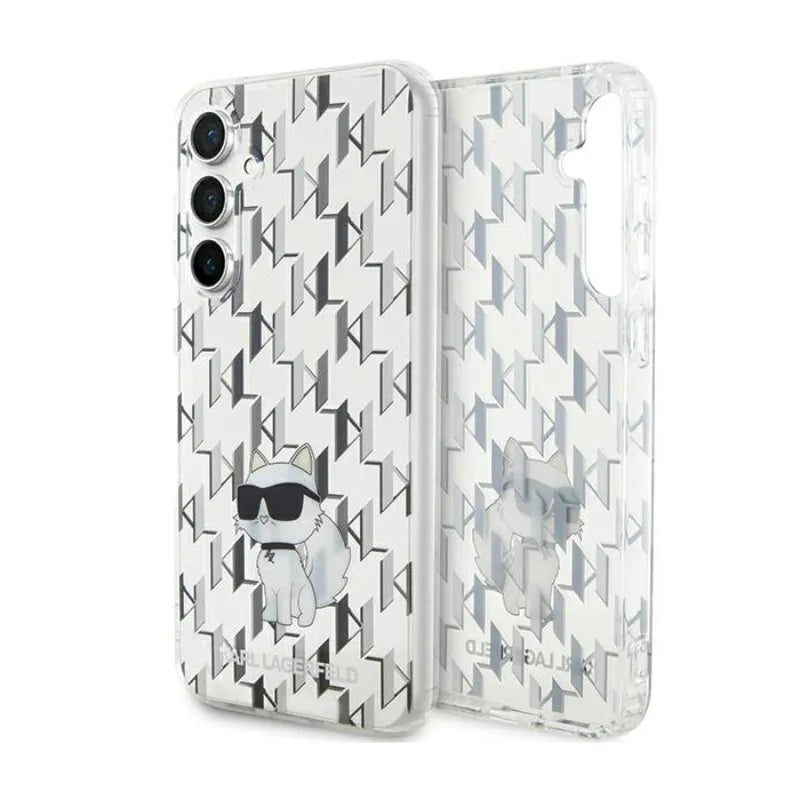 Karl Lagerfeld Monogram Choupette – „Samsung Galaxy S23 FE“ dėklas (skaidrus)