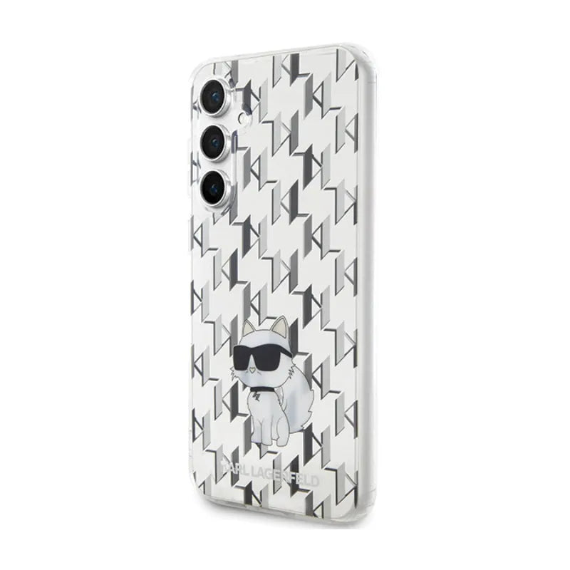 Karl Lagerfeld Monogram Choupette – „Samsung Galaxy S23 FE“ dėklas (skaidrus)