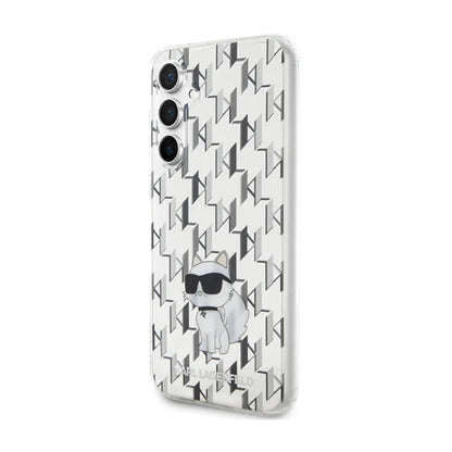 Karl Lagerfeld Monogram Choupette – „Samsung Galaxy S23 FE“ dėklas (skaidrus)