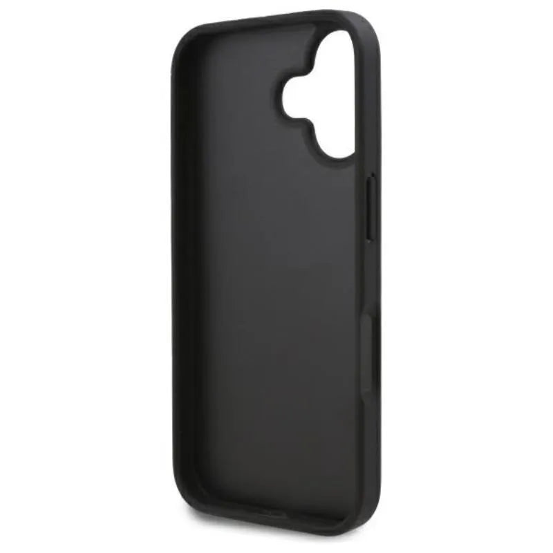 Karl Lagerfeld Monogram dėklas su kortelių lizdais, skirtas iPhone 16 (juodas)