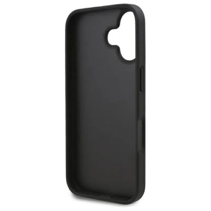 Karl Lagerfeld Monogram dėklas su kortelių lizdais, skirtas iPhone 16 (juodas)