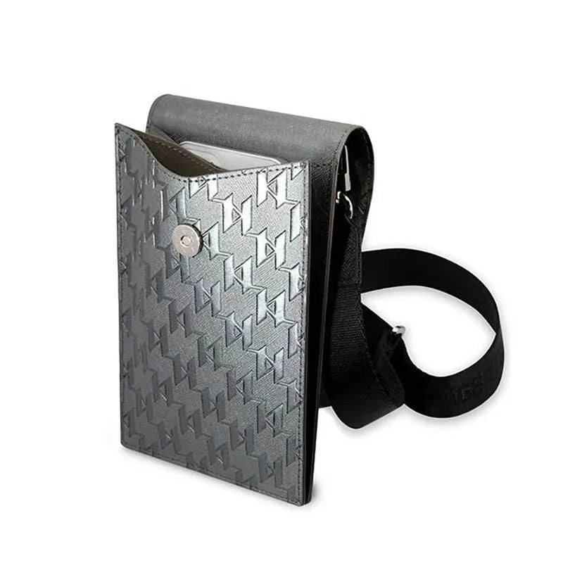 Karl Lagerfeld Monogram Ikonik Patch Piniginė Telefono Dėklas - Telefono ir aksesuarų dėklas (Sidabro spalva)