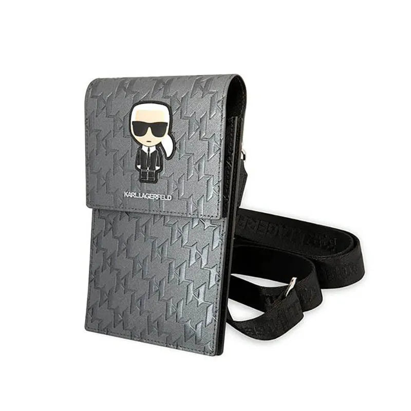 Karl Lagerfeld Monogram Ikonik Patch Piniginė Telefono Dėklas - Telefono ir aksesuarų dėklas (Sidabro spalva)