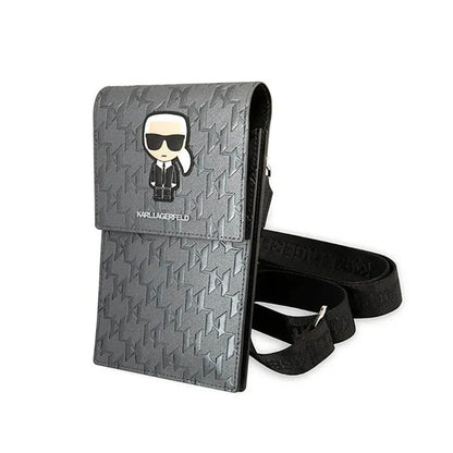 Karl Lagerfeld Monogram Ikonik Patch Piniginė Telefono Dėklas - Telefono ir aksesuarų dėklas (Sidabro spalva)
