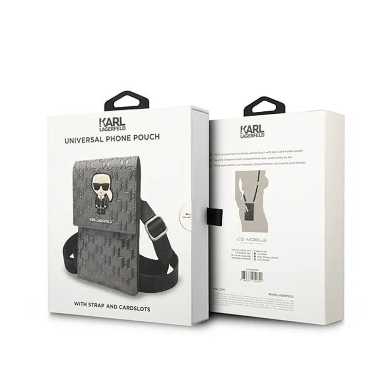 Karl Lagerfeld Monogram Ikonik Patch Piniginė Telefono Dėklas - Telefono ir aksesuarų dėklas (Sidabro spalva)