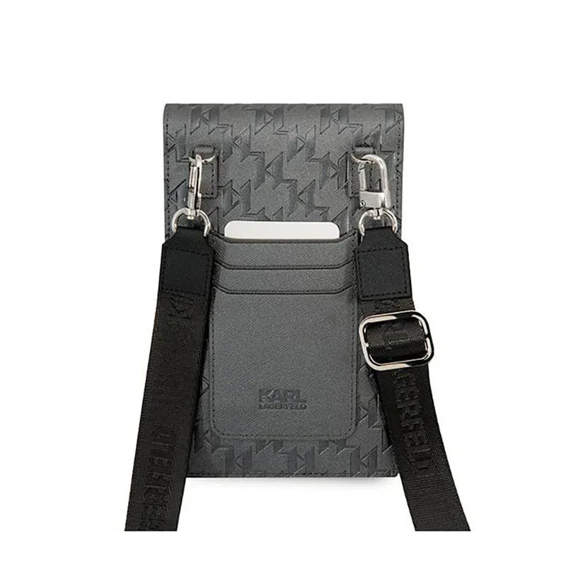 Karl Lagerfeld Monogram Ikonik Patch Piniginė Telefono Dėklas - Telefono ir aksesuarų dėklas (Sidabro spalva)