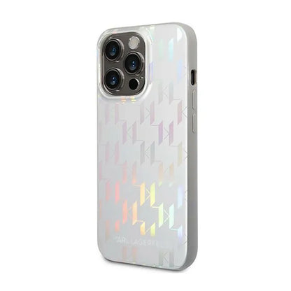 Karl Lagerfeld Monogram Iridescentinis - Dėklas iPhone 14 Pro (sidabrinis)