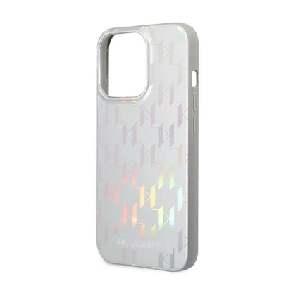 Karl Lagerfeld Monogram Iridescentinis - Dėklas iPhone 14 Pro (sidabrinis)