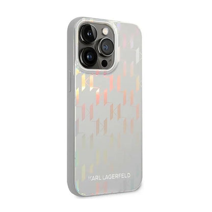 Karl Lagerfeld Monogram Iridescentinis - Dėklas iPhone 14 Pro (sidabrinis)