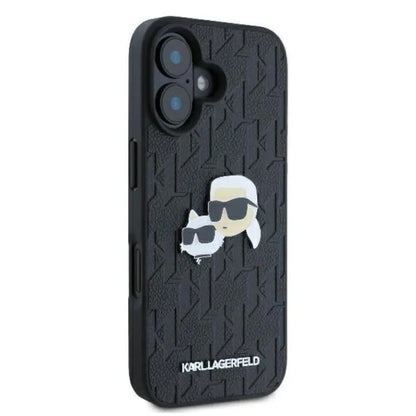 Karl Lagerfeld Monogram Karl & Choupette Head Pin - Dėklas skirtas iPhone 16 (juodas)