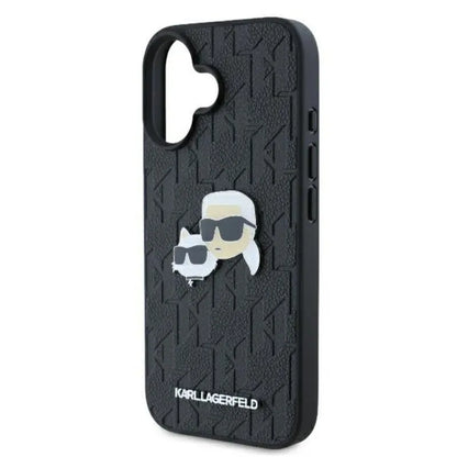 Karl Lagerfeld Monogram Karl & Choupette Head Pin - Dėklas skirtas iPhone 16 (juodas)