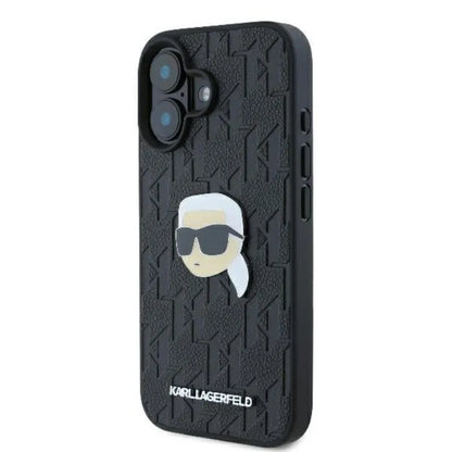 Karl Lagerfeld Monogram Karl Head Pin - dėklas, skirtas iPhone 16 (juodas)