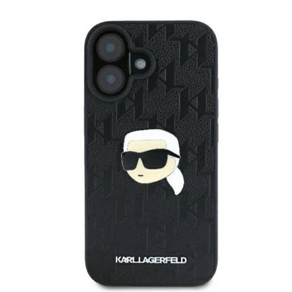 Karl Lagerfeld Monogram Karl Head Pin - dėklas, skirtas iPhone 16 (juodas)