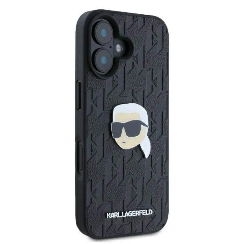 Karl Lagerfeld Monogram Karl Head Pin - dėklas, skirtas iPhone 16 (juodas)